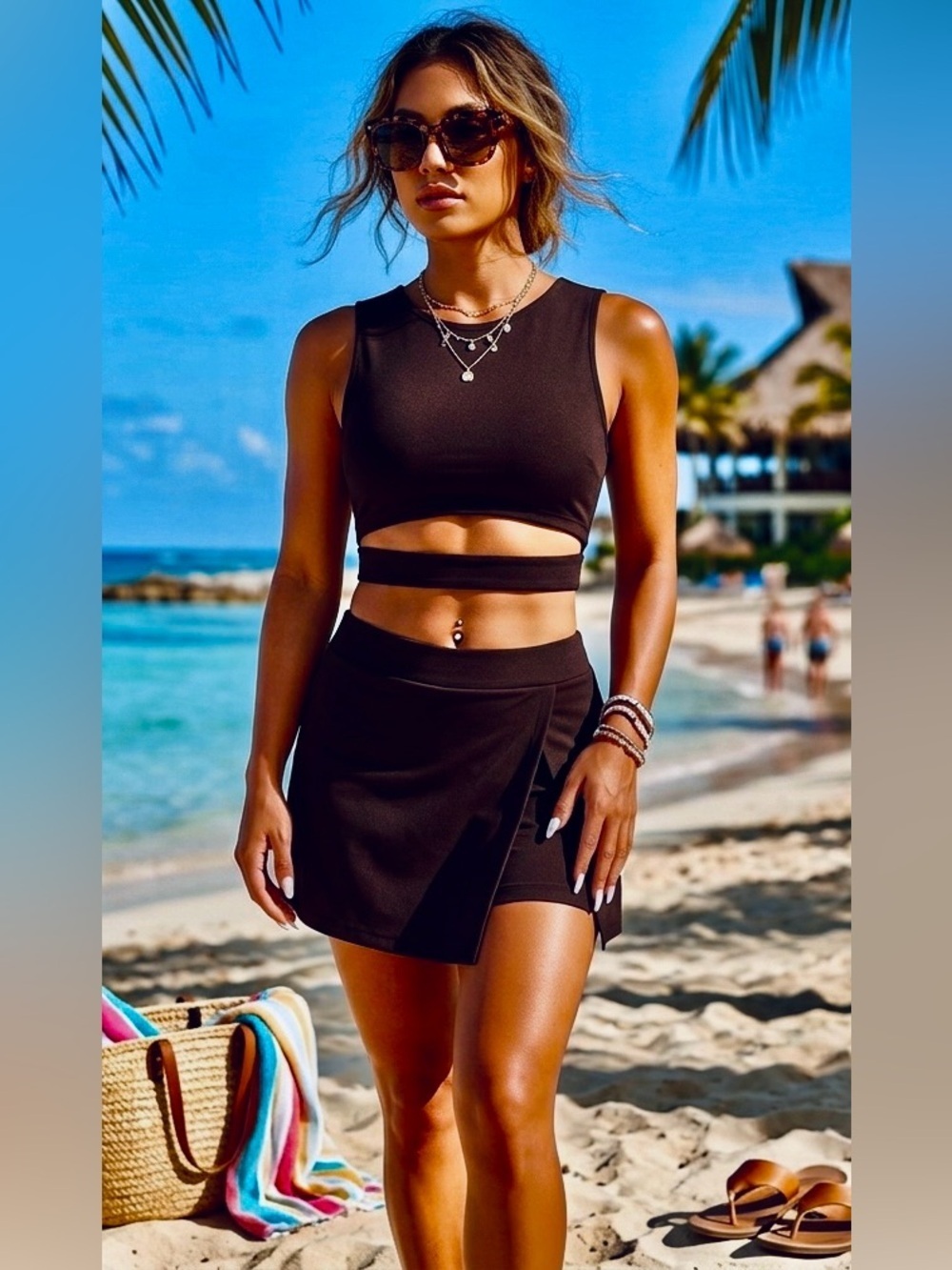 Suit 'Em up Black high waisted ready to wear two piece skort